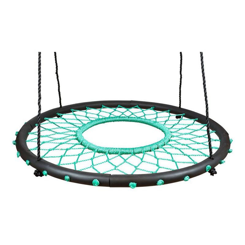 Swinging Monkey Giant 40 Inch Diameter 400 Pound Weight Capacity Tarzan Spider Web Fabric Outdoor Tree Saucer Swing, Teal