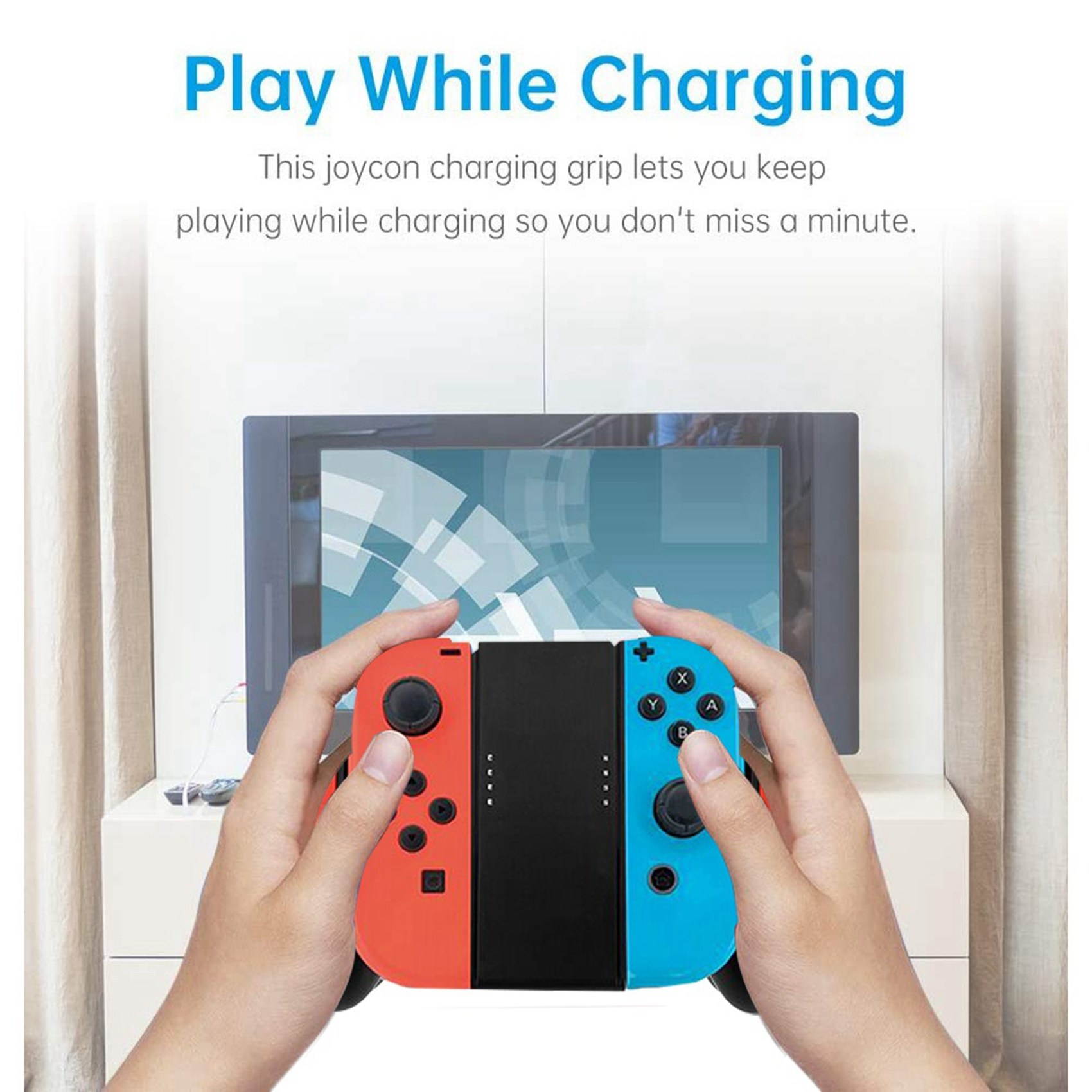 2 Pcs Game Controller Hand Grip Ns Joycon Charging Dock Station for Nintendo Switch Joysitck Charge While Play, B & A