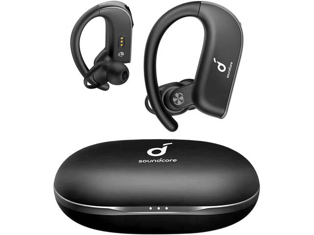 Anker Soundcore Spirit X2, True Wireless Earbuds, Body-Moving Bass, IP68 Sweatproof, 36H Playtime, Fast Charge, Secure Earhooks, Bluetooth 5, CVC 8.0 Clear Calls, Sports Earphones for Gym, Sport