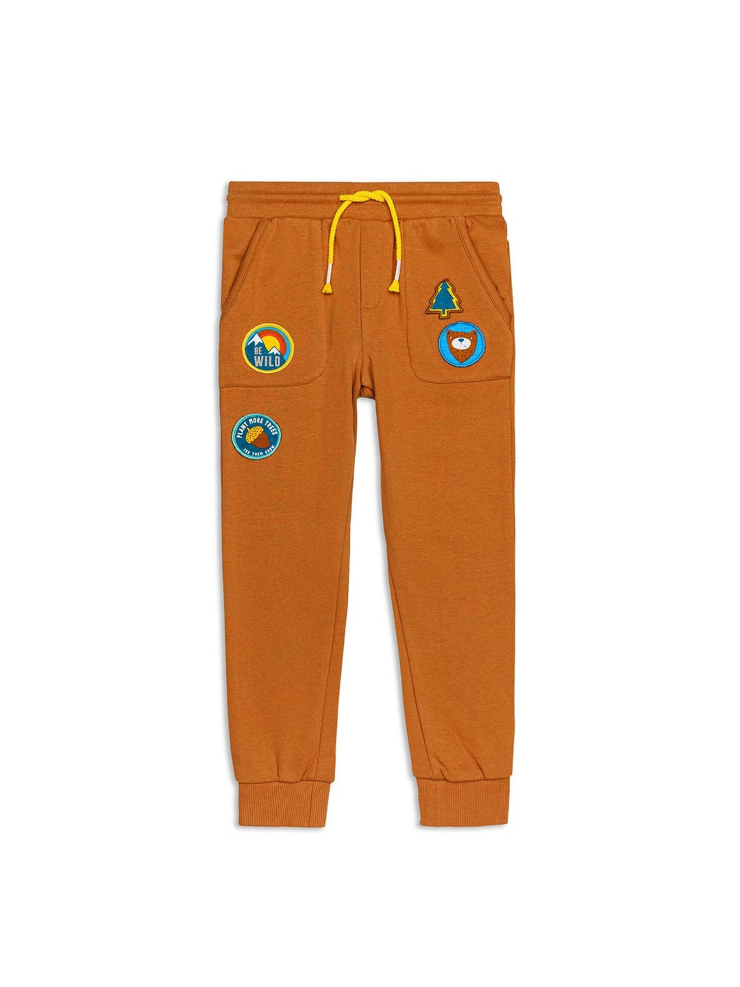 H by Hamleys Boys Light Brown Solid Joggers