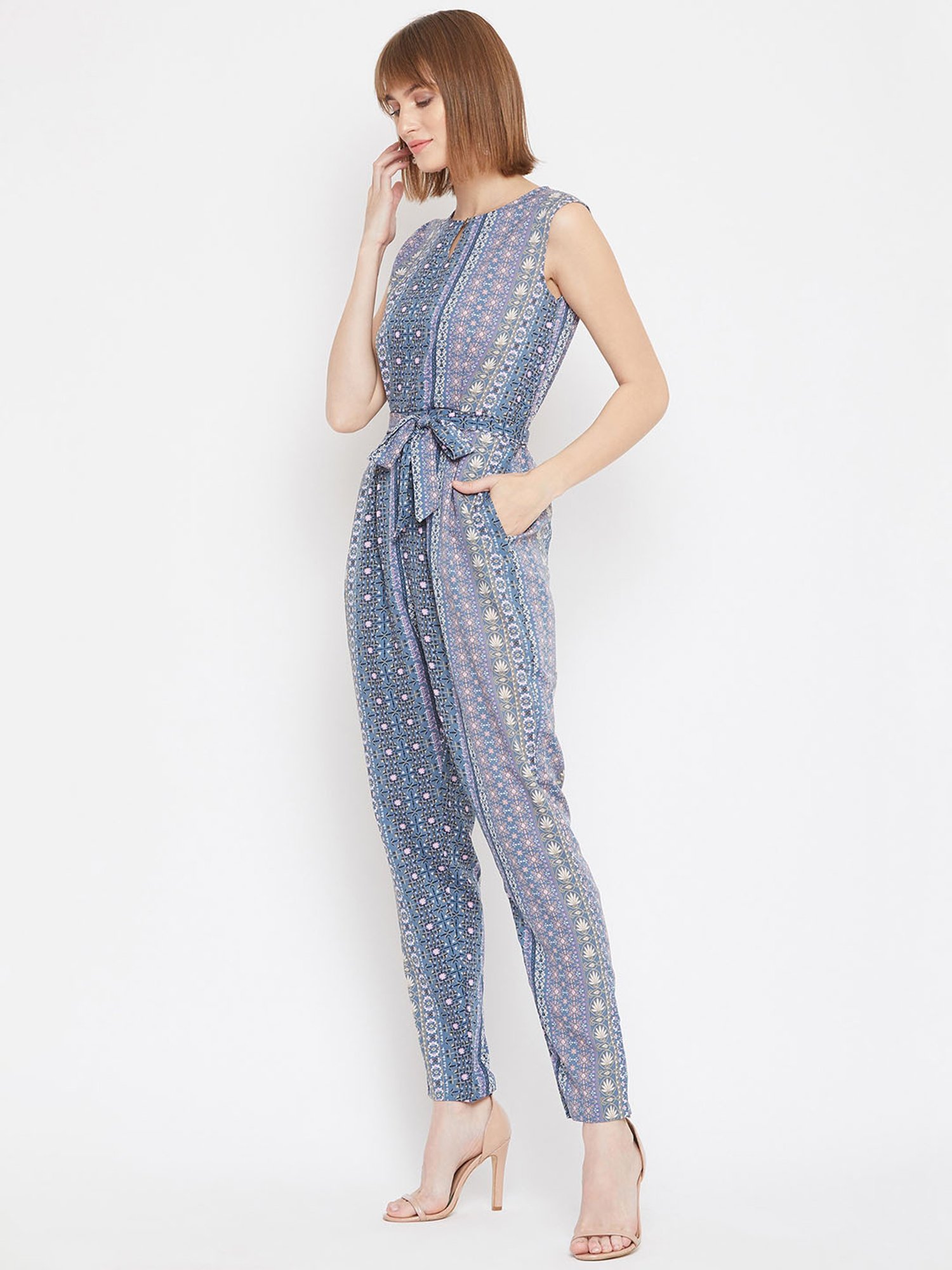 Uptownie Lite Women's Crepe Printed Keyhole Maxi Jumpsuit