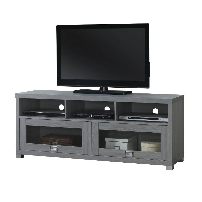 Rosemark 3 Door Media Credenza TV Stand for TVs up to 66" Gray - Treasure Trove Accents
