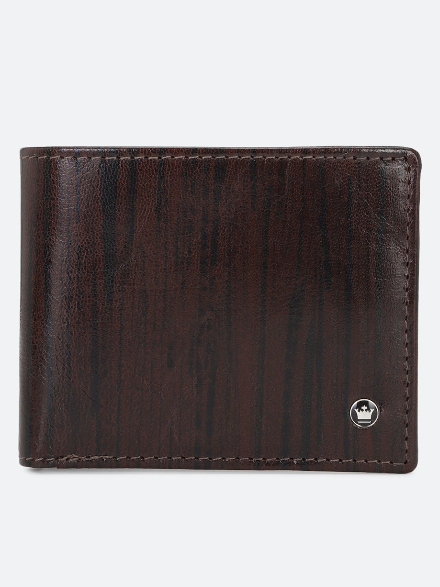 Louis Philippe Brown & Black Leather Printed Bi-Fold Wallet