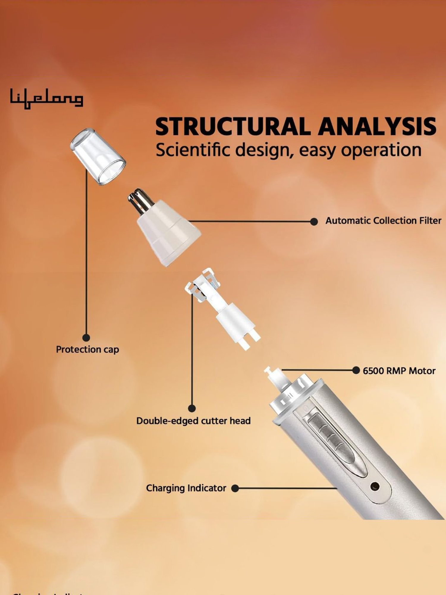 Lifelong LLPCM03 Cordless Rechargeable Nose and Ear Trimmer (Silver)