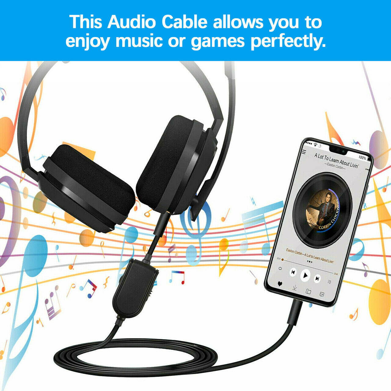 3.5mm Replacement Gaming Headset Audio Cable Cord Aux With Mic For Astro A10 A40