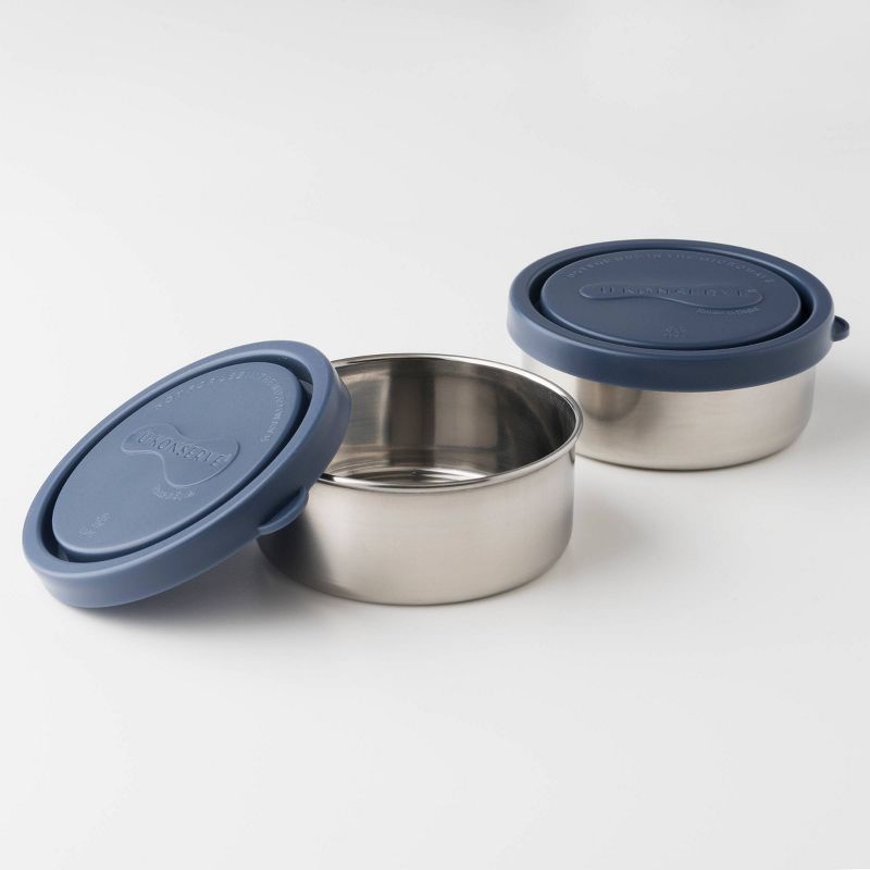 U-Konserve Stainless Steel Food-Storage Containers Round 5oz (Set of 2) - Ocean Plastic Lids