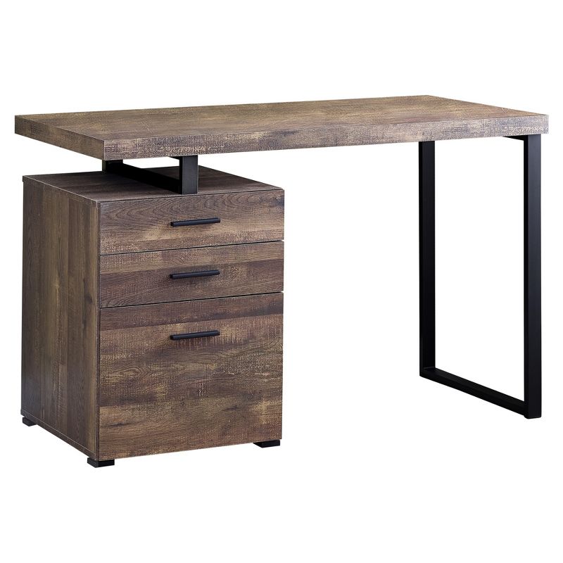 Monarch Specialties Computer Desk with File Cabinet, Left or Right Set- Up, 48" L, Brown Reclaimed Wood Look