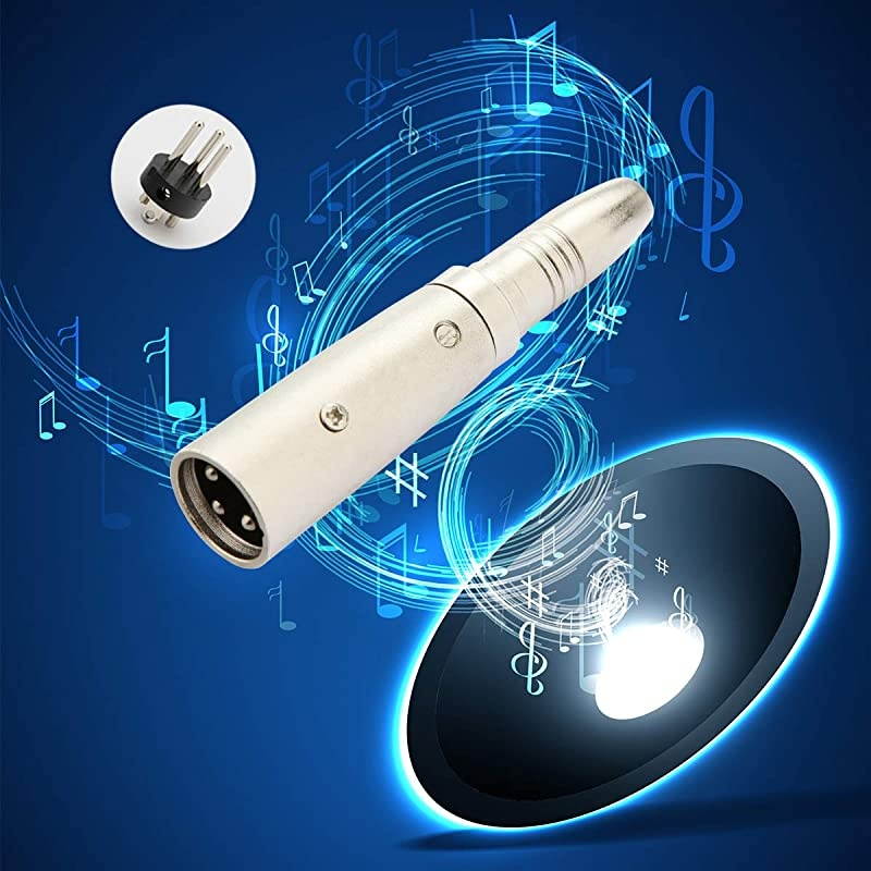 XLR 3-pin Male to 1/4 inch 6.35mm Female Socket Audio Adapter Gender Changer Connector, Silver, 2 Pack -