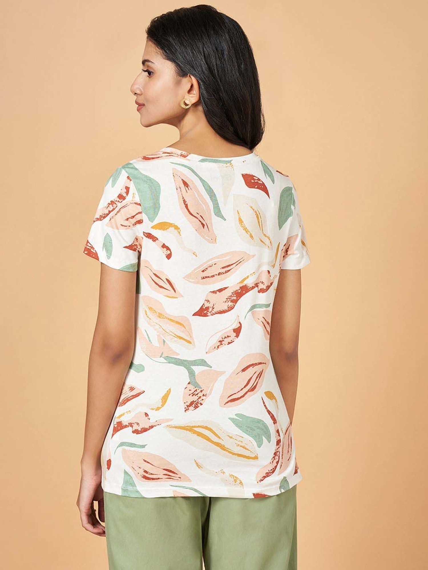 Honey by Pantaloons White Cotton Printed T-Shirt