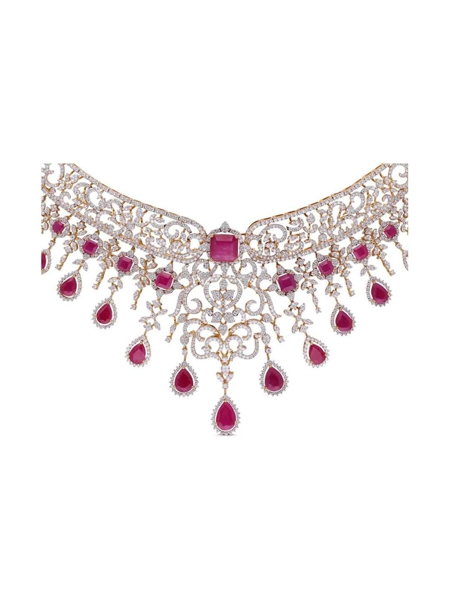 P.N.Gadgil Jewellers 18k Gold Infinity Florall Diamond Necklace For Women