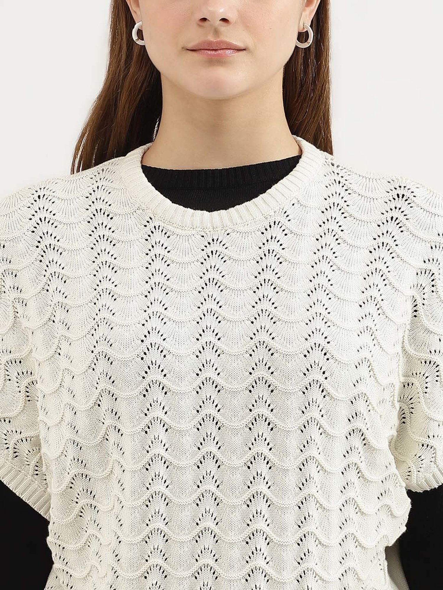 United Colors of Benetton White Cotton Self Pattern Top