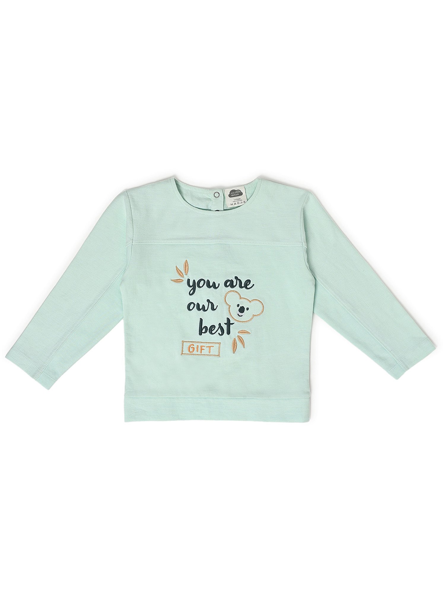 MiArcus Kids Mint Green Embroidered Full Sleeves Sweatshirt