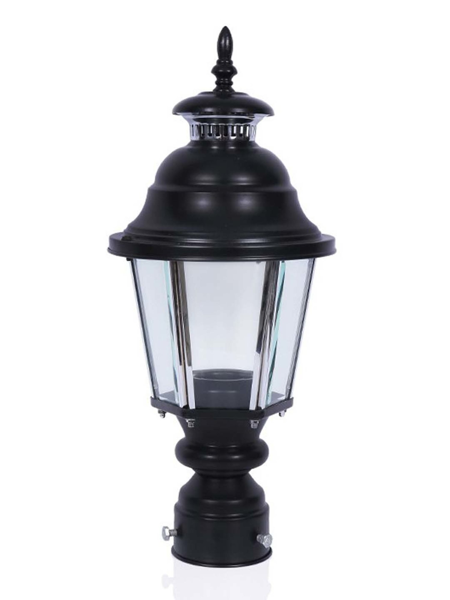 Fos Lighting 'Style' Black & Transparent Aluminium Outdoor Pole Gate Light - Set of 1