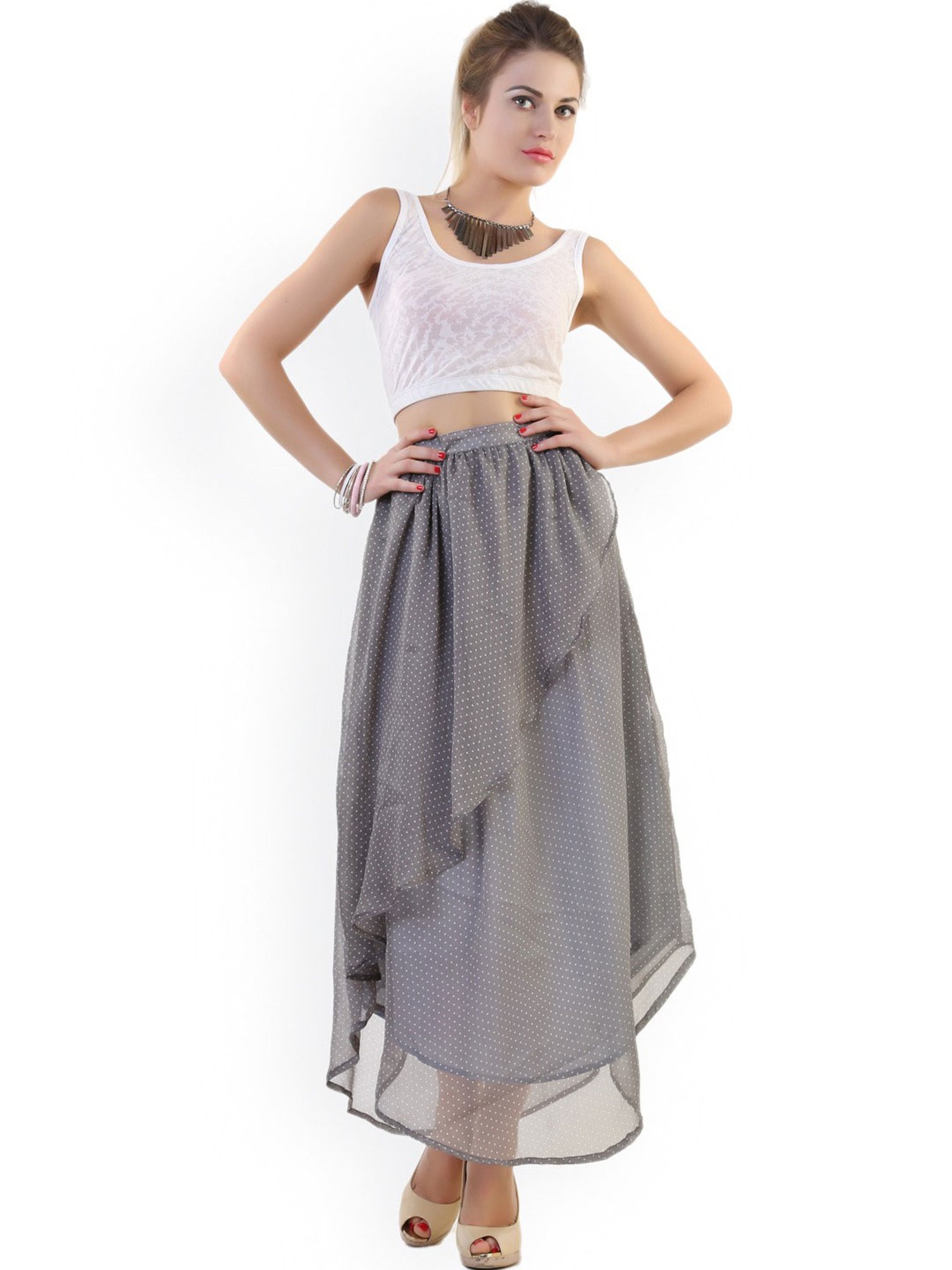Belle Fille Grey Printed Skirt