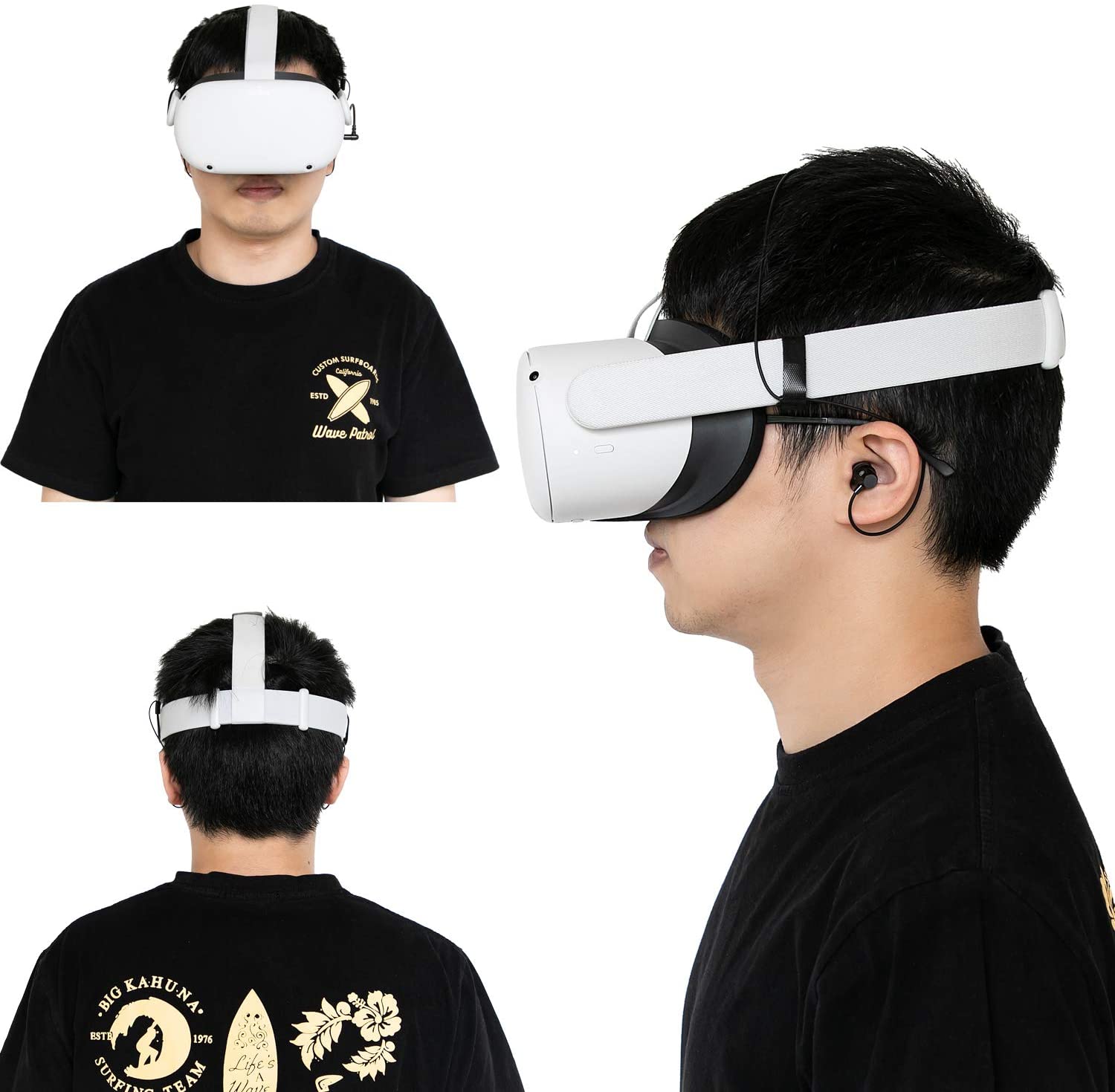 Headphones for Oculus Quest 2 VR Headset Noise-Isolating in-Ear Earphones with 3D 360 Degree Sound and Custom Silicone Earbuds Caps (White)