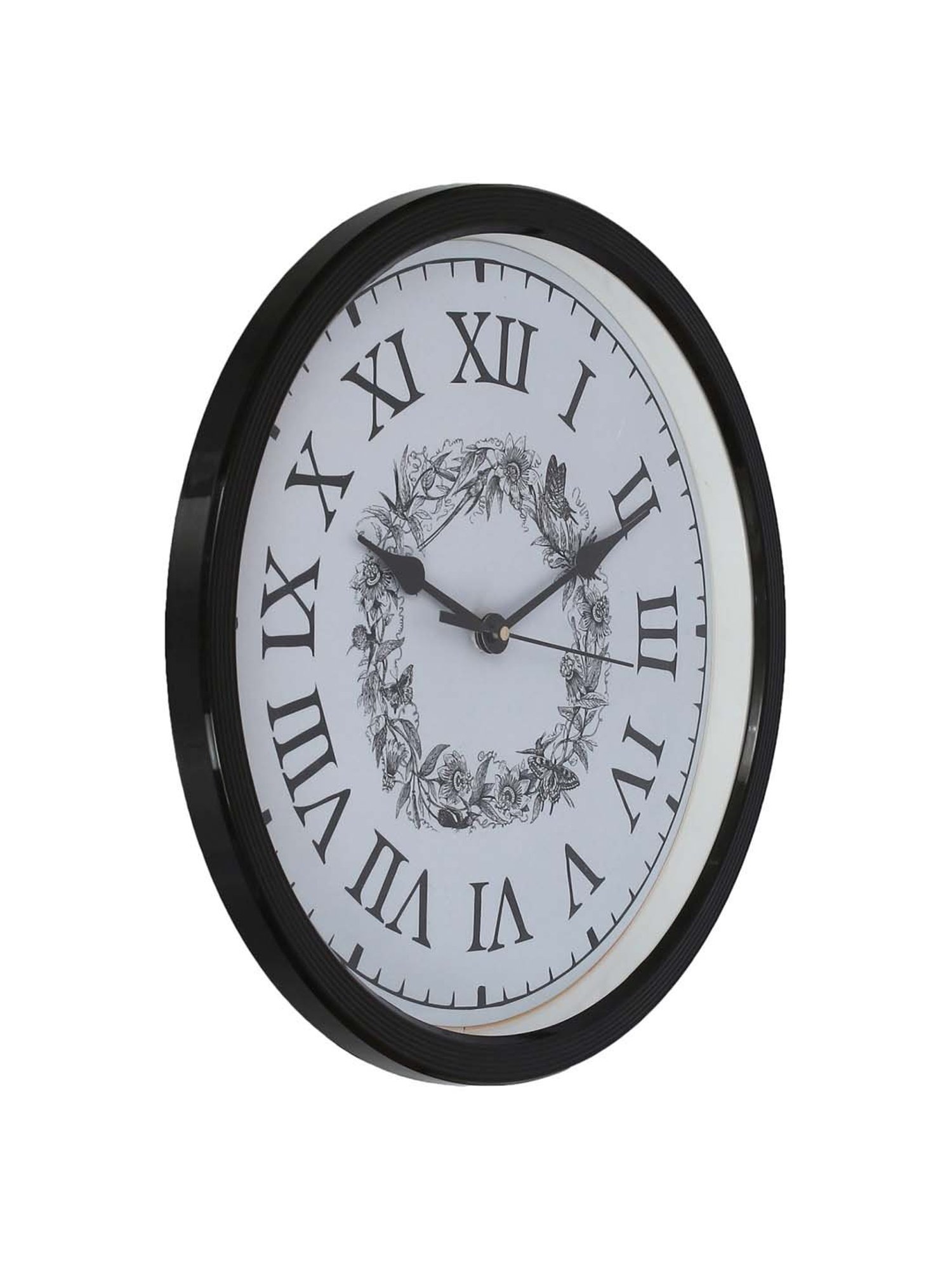 eCraftIndia Designer Round Analog Black Wall Clock