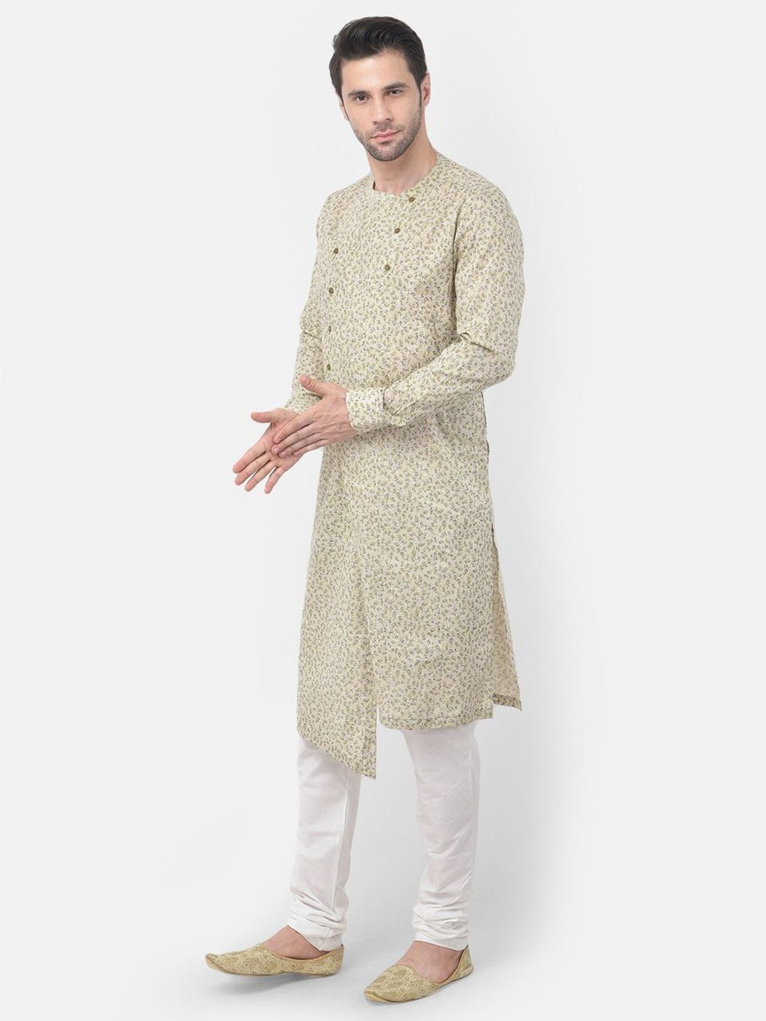 TABARD Beige Cotton Regular Fit Printed Kurta Bottom Set