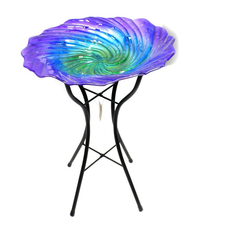 Home & Garden 23.75" Ripple Birdbath With Stand Purple Artisan Glass Regal Art & Gift  -  Bird Baths