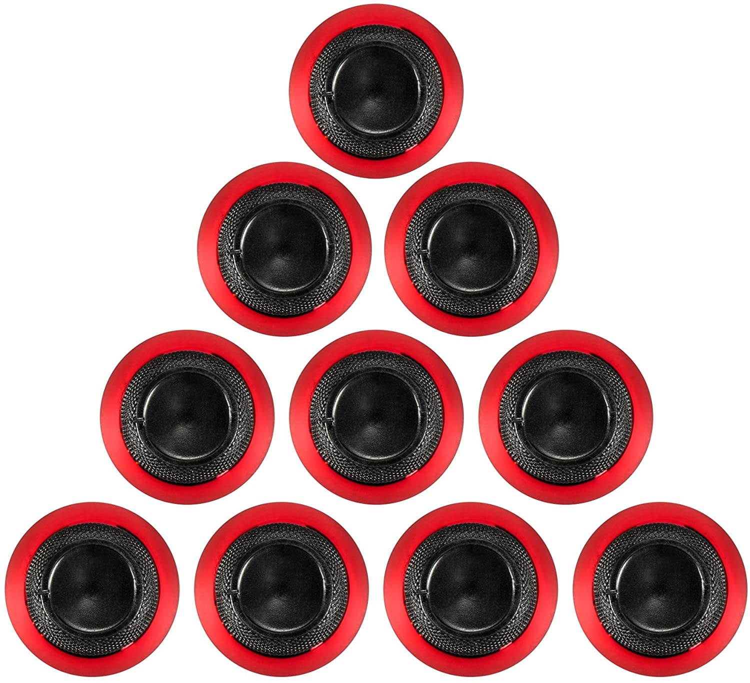 eXtremeRate 10 pcs Rubberized Chrome Red Thumbsticks Buttons Analog Sticks Replacement Parts for Microsoft Xbox One Xbox One S Controller