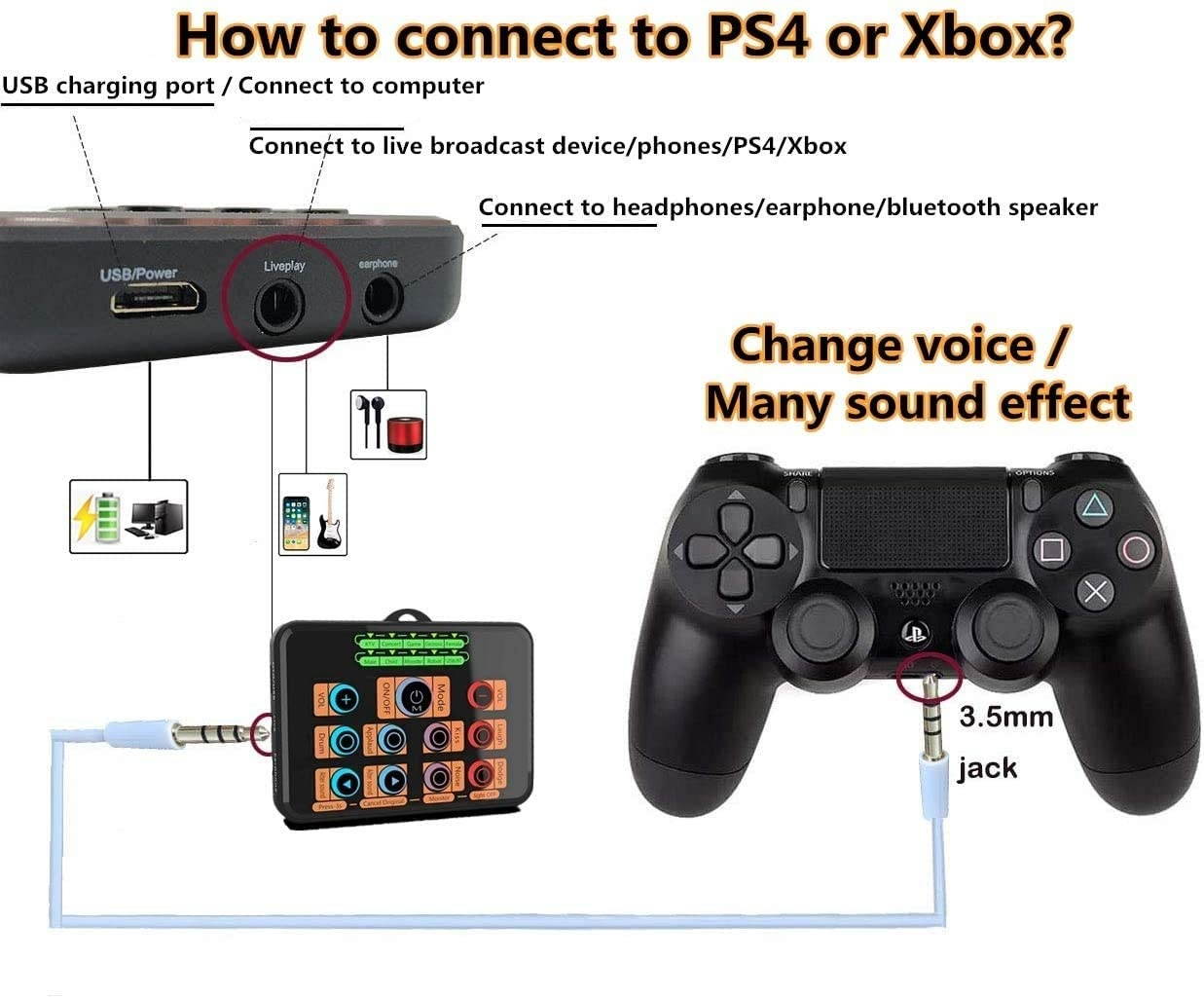 Voice Changer Gaming Headset for Phone/PS4/Xbox/Switch/IPad/Computer/Kids, Over-Ear Headphones with Volume Control LED Light Cool Style Stereo for PS4,PC,Xbox One (2-Red)