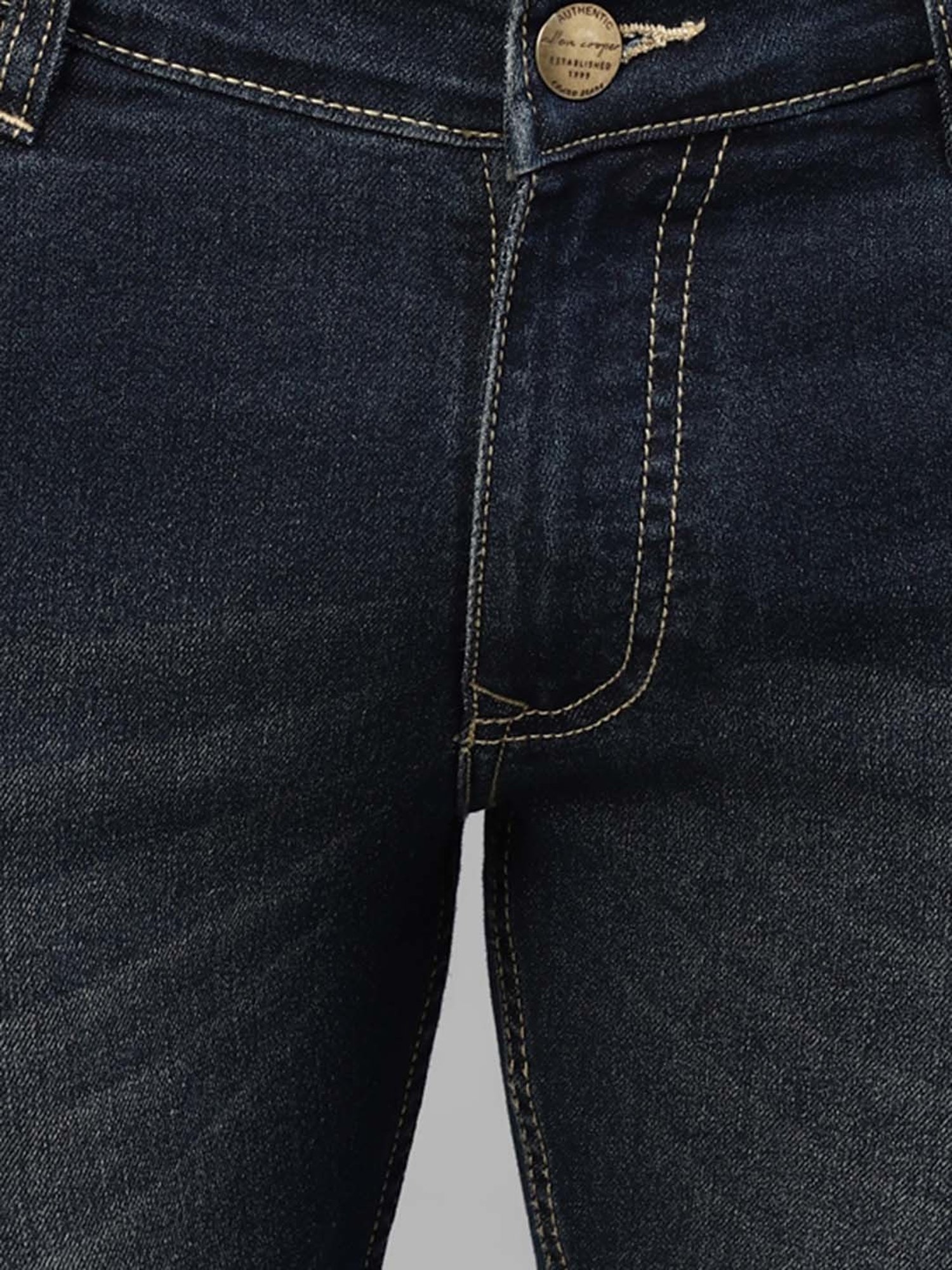 Allen cooper Dark Blue Regular Fit Lightly Washed Jeans