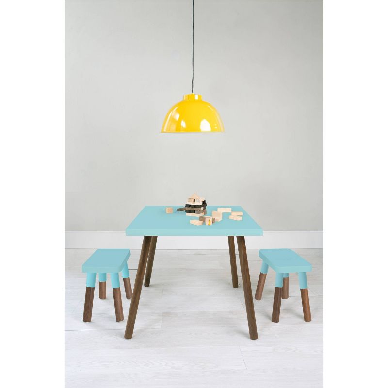 Set of 2 Peewee Wood Veneer Kids' Chairs Walnut/Sky Blue - Nico & Yeye