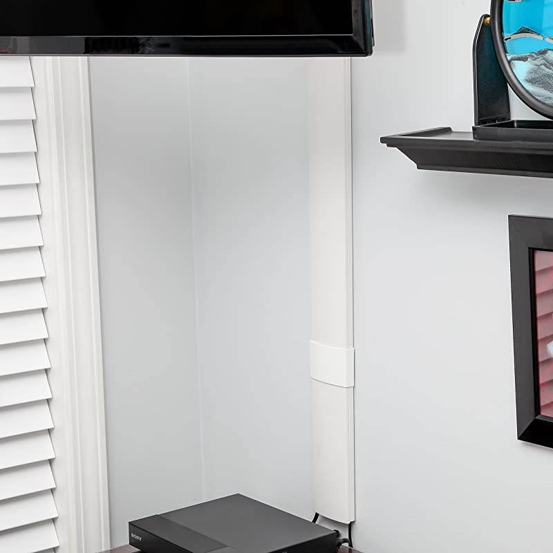 Cord TV Cable Concealer II Cord Cover Raceway Kit 5 Channels Management System to Hide Cables Cords or Wires Organize Cables to Wall Mounted Flat Screen TVs