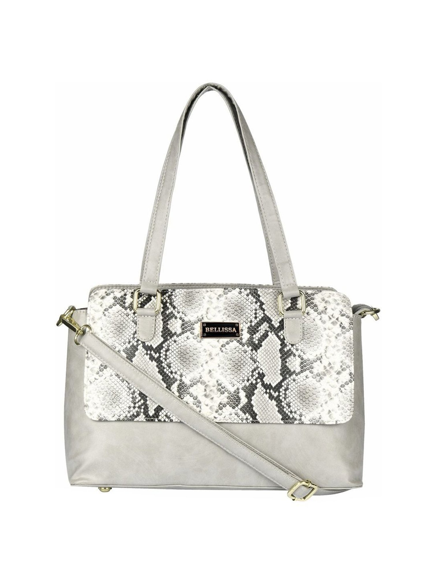 Bellissa Grey Textured Medium Snakeskin Shoulder Handbag