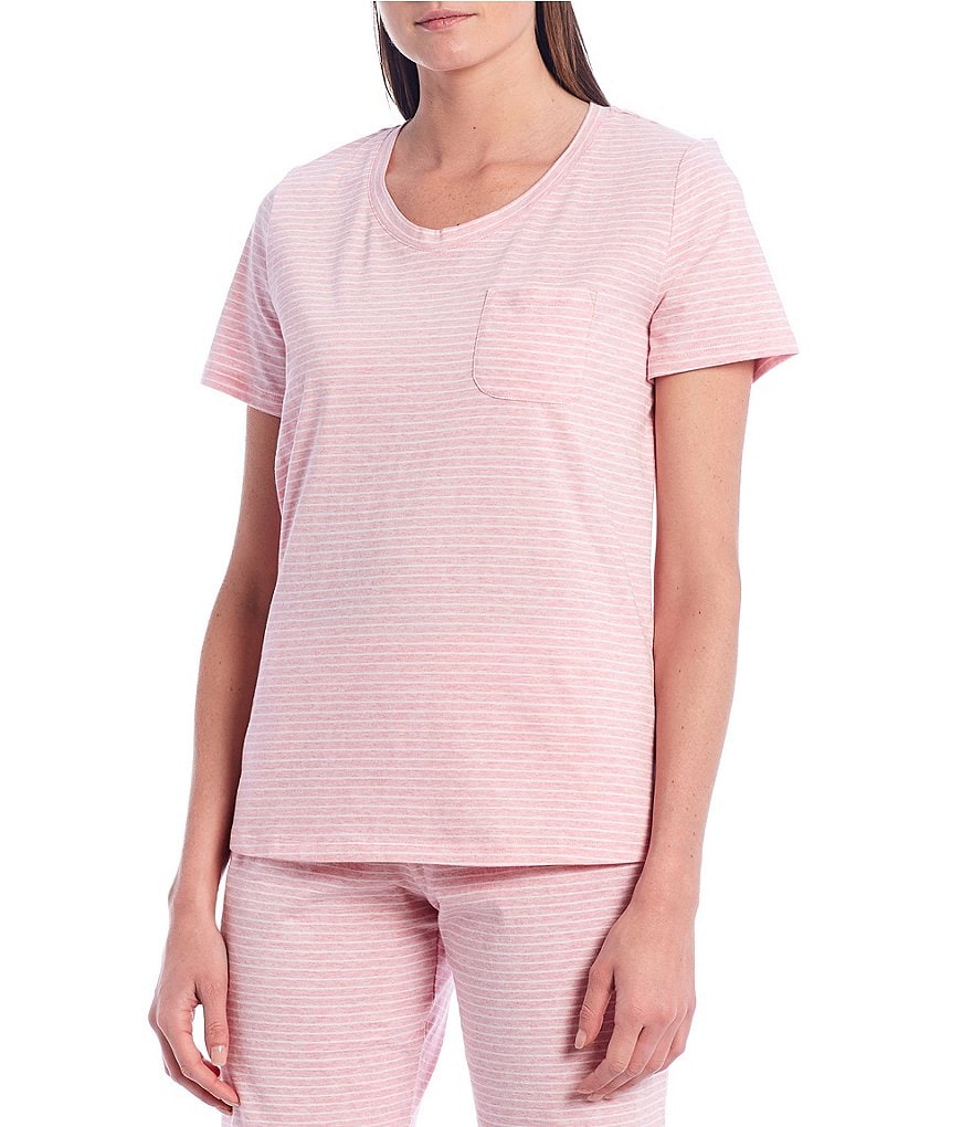 Sleep Sense Yarn-Dye Striped Print Jersey Knit Sleep Top