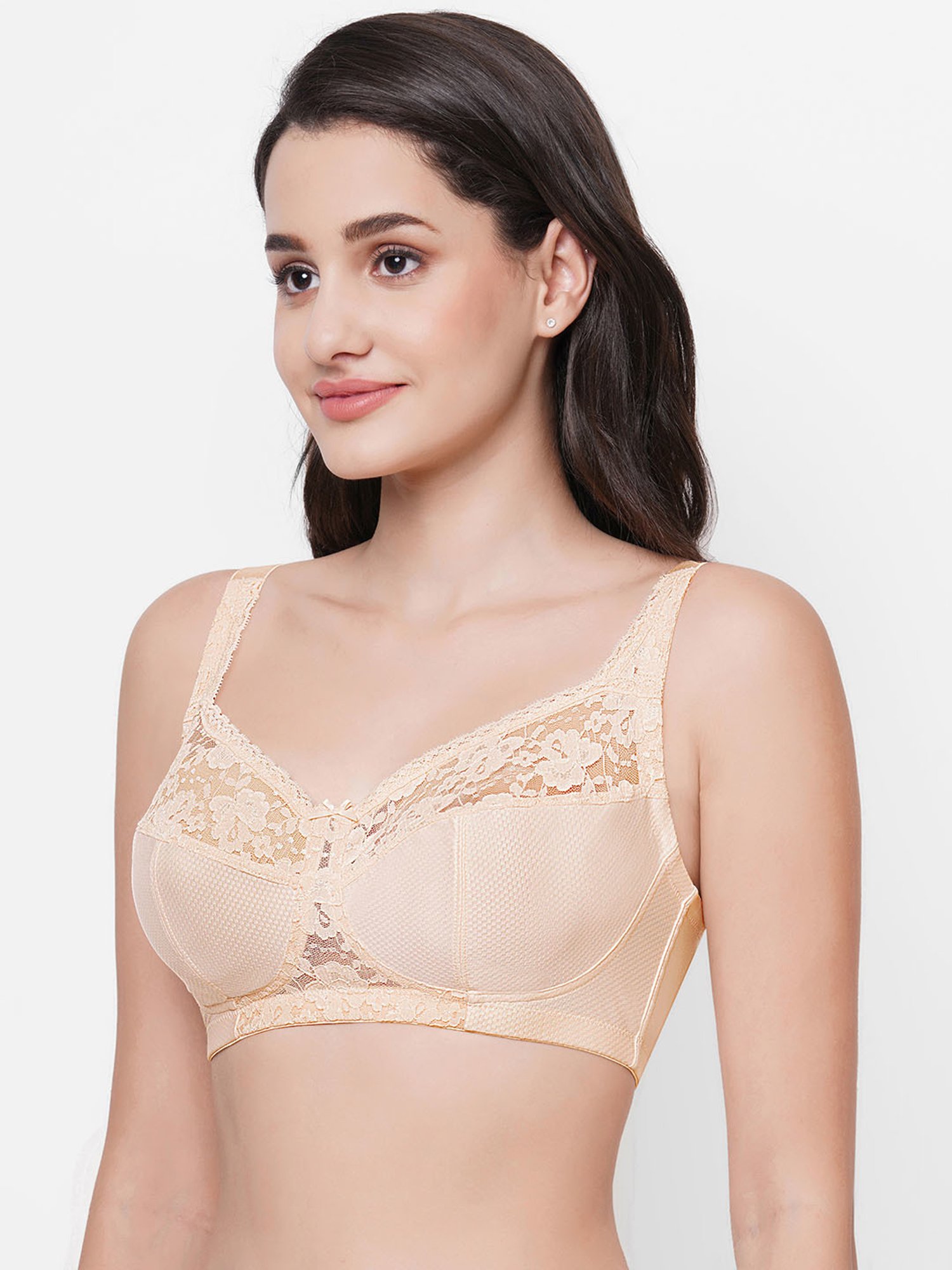 Wacoal Beige & Teal Lace Full Coverage Non-Wired Minimizer Bra - Pack of 2