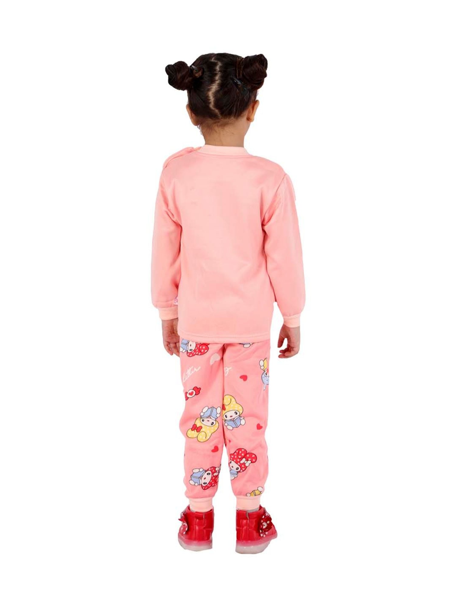 Ahhaaaa Kids Pink Printed Sweatshirt with Joggers