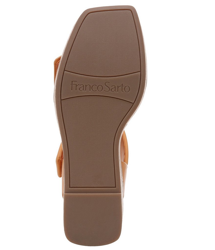 Franco Sarto Sweety Square Toe Leather Cork Platform Wedge Sandals