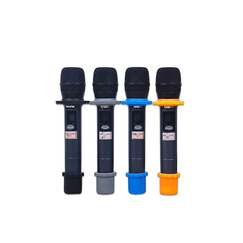4 Sets Shakeproof Wireless Handheld Microphone AntiRolling Mic Protection Silicone Ring Bottom Rod Sleeve Holder Set for KTV Device MultiColored