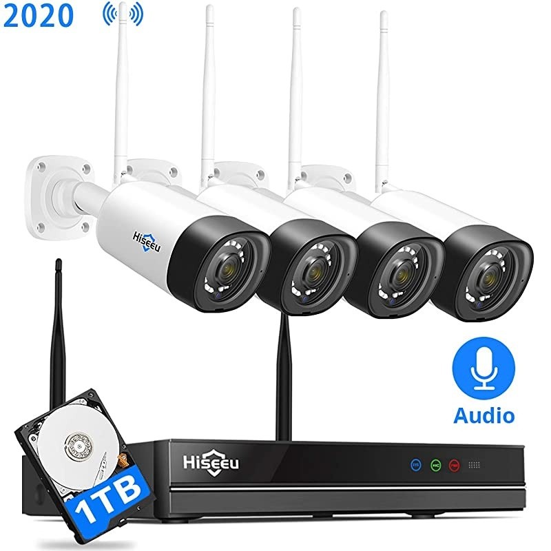 8ChannelAudio  Wireless Security Camera System4Pcs 1080P Cameras 8Channel NVRMobileampPC RemoteOutdoor IP66 WaterproofNight VisionMotion AlertPlugampPlay 724Motion Record1TB HDD