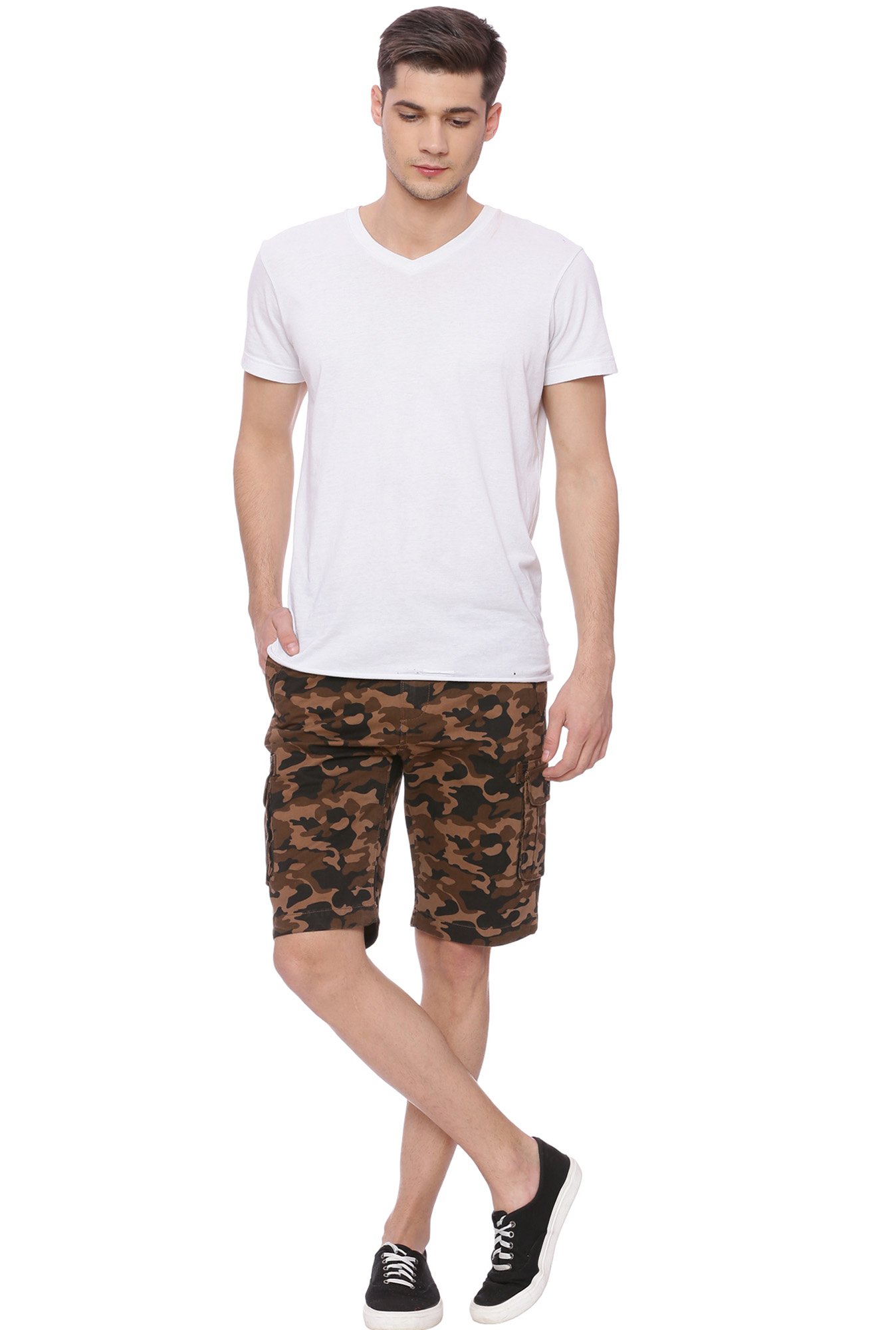 Basics Brown Comfort Fit Shorts