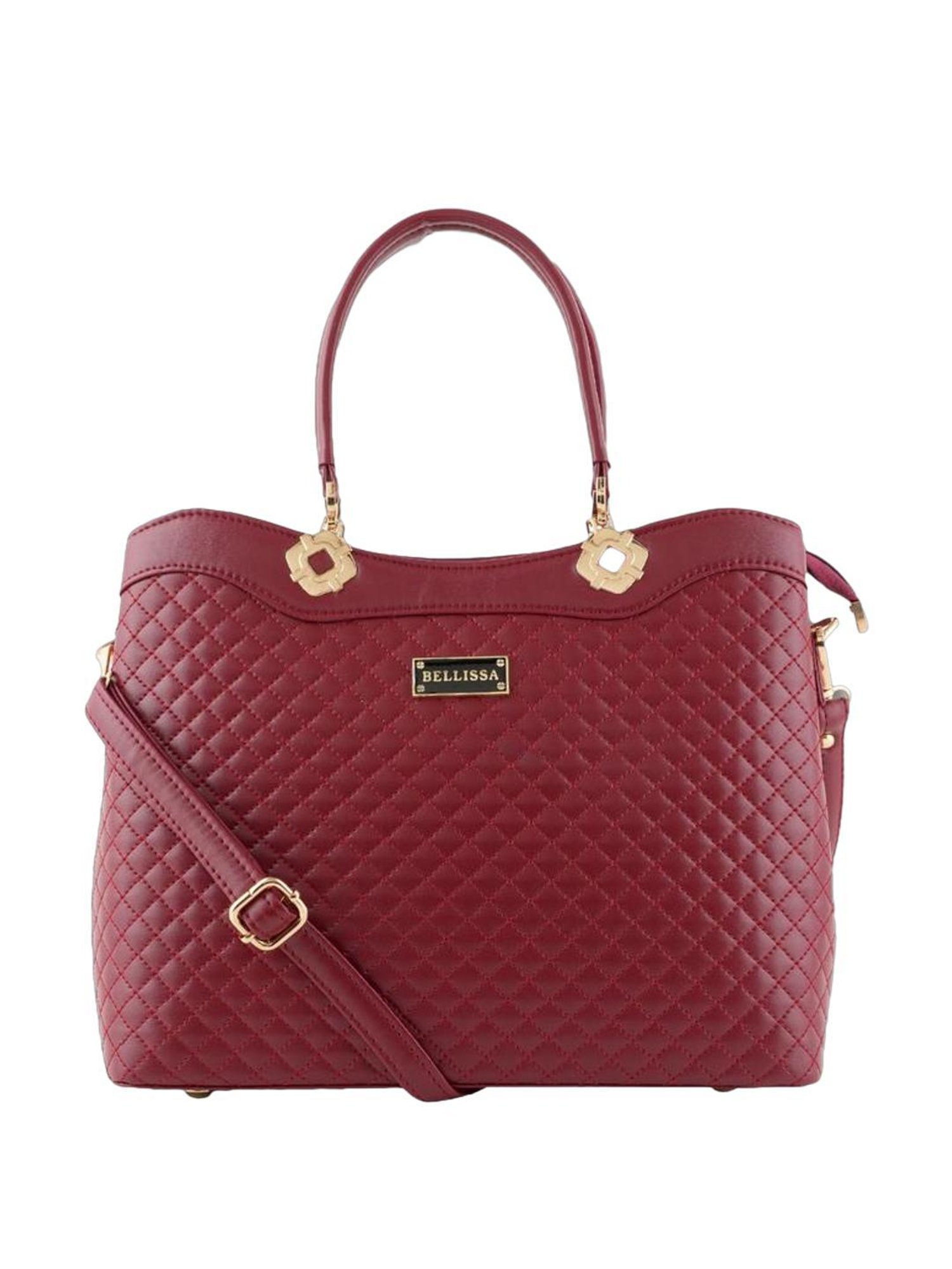 Bellissa Maroon PU Quilted Handbag