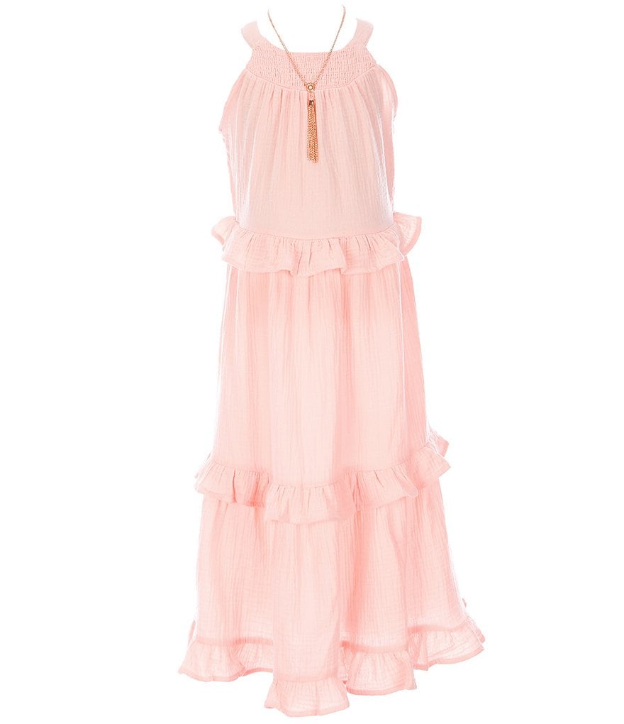 Rare Editions Big Girls 7-16 Printed Chiffon Tiered Maxi Dress