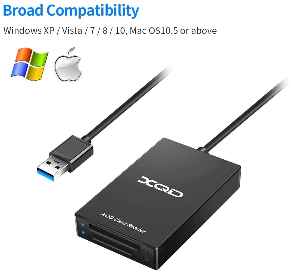 XQD Card Reader, Rocketek USB3.0 XQD/SD Card Reader Dual Slot Memory Card Reader 5Gpbs Super Speed Compatible with Sony G/M Series, Lexar 2933x/1400x USB Mark XQD Card, SD/SDHC Card for Windows/Mac OS