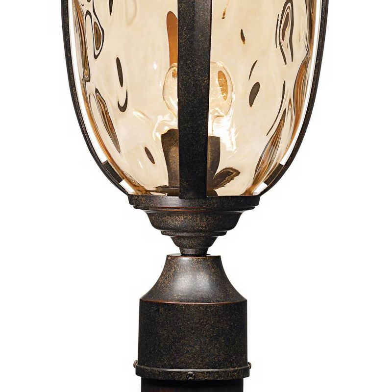 John Timberland Post Light Veranda Bronze 21" Hammered Glass for Deck Porch Yard Patio