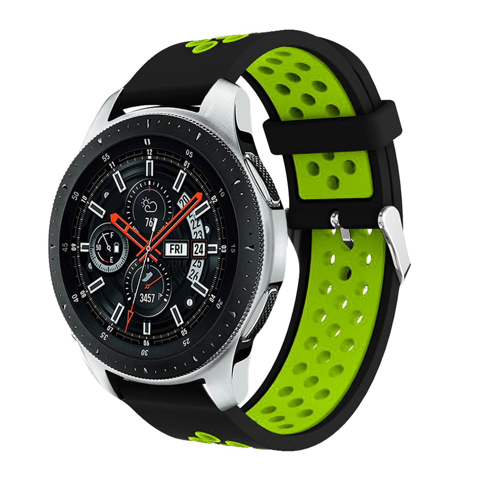 Samsung Galaxy Watch 46mm breathable silicone replacement bracelet - Black/Green