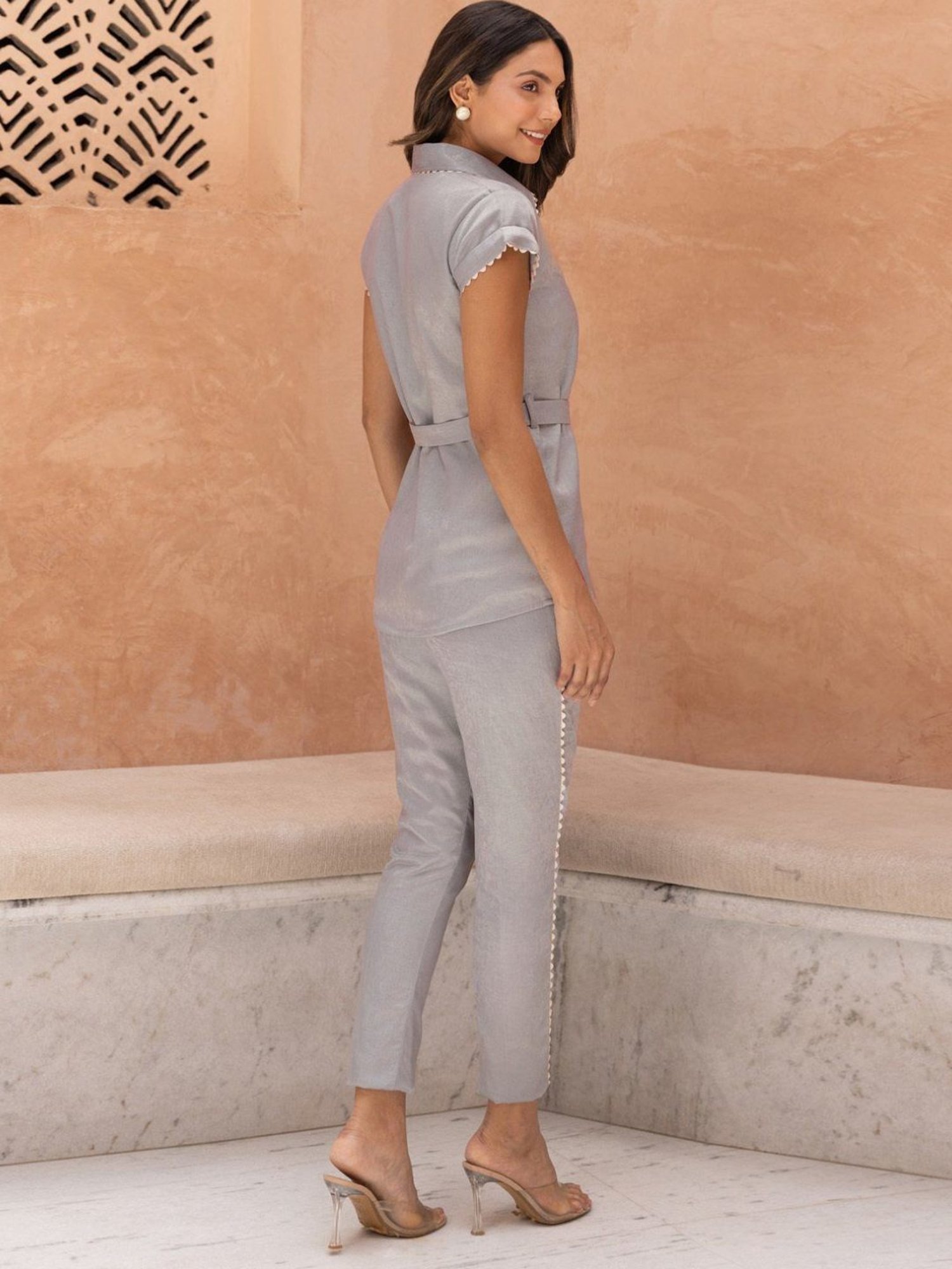 BInfinite Grey Chrome Lace Coords Set