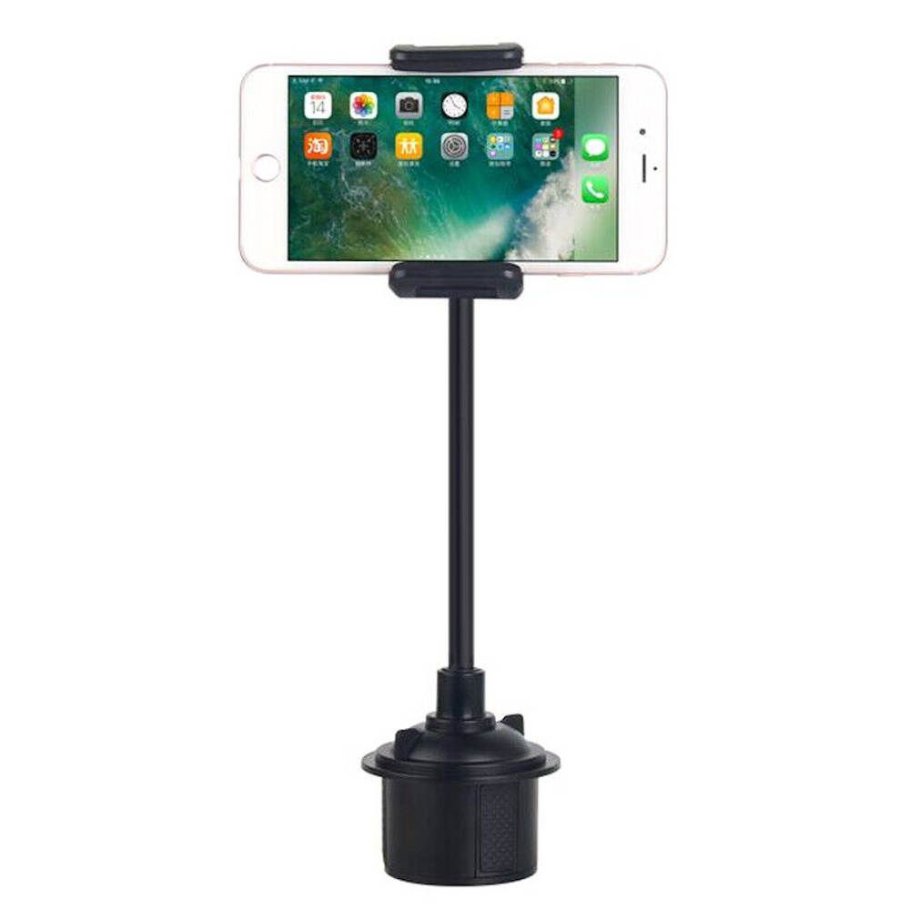 Adjustable Automobile Cup Holder Mount for Smartphones - Black
