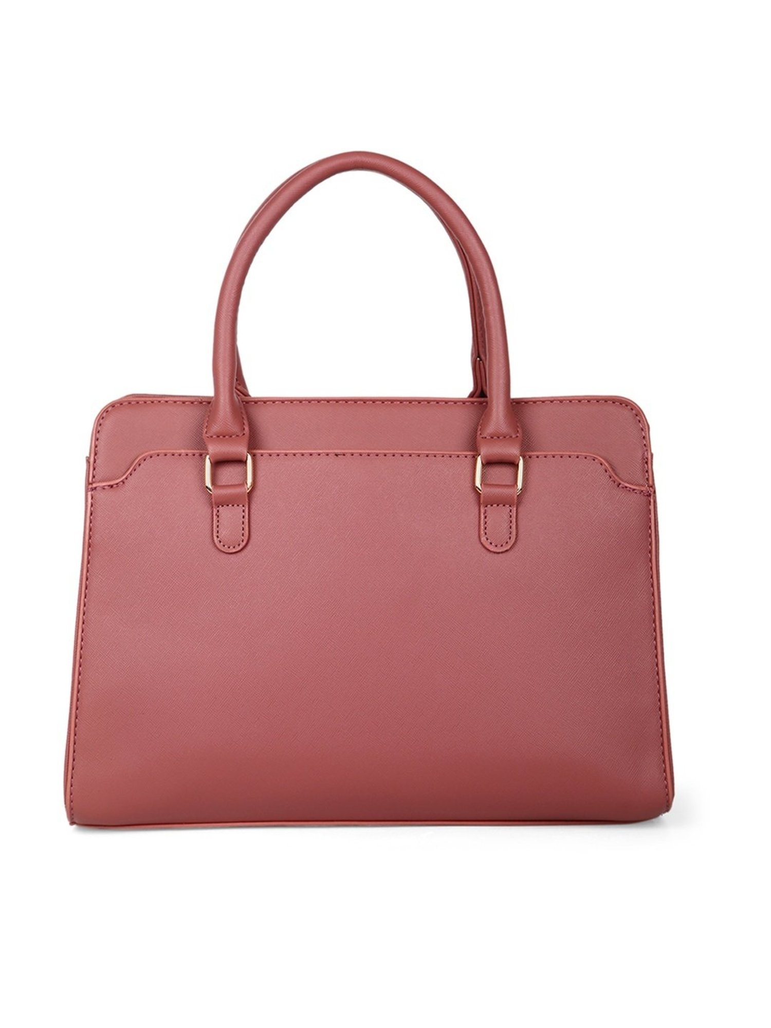 Lavie Dark Pink Synthetic Textured Handbag
