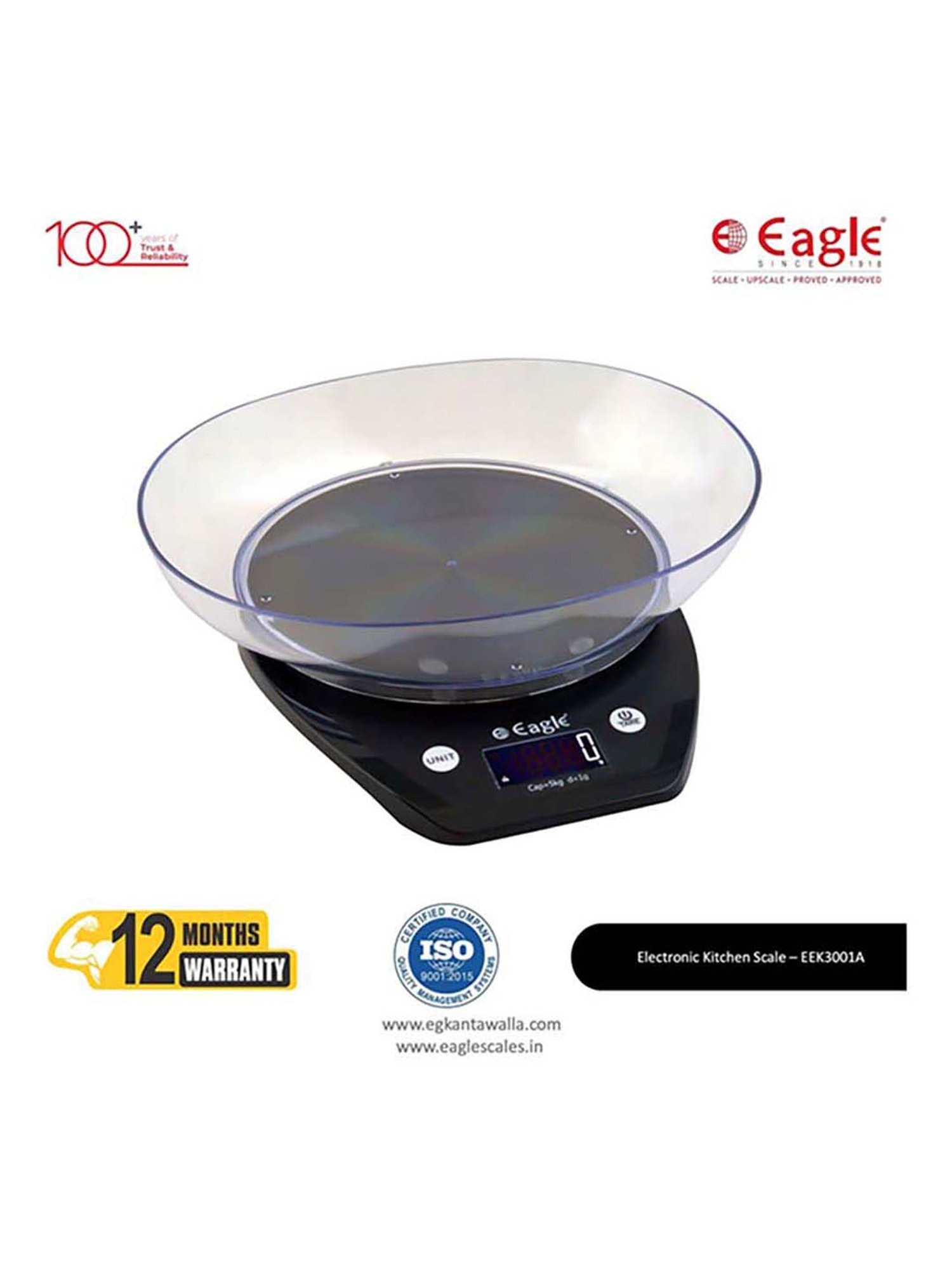 Eagle EEK-3001A Digital Weight Machine for Kitchen 5 kg Capacity,1 g Accuracy,Kitchen Weighing Scale