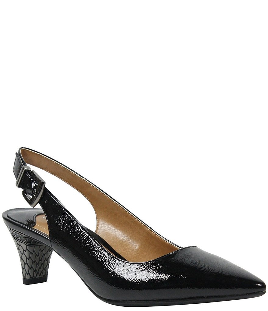 J. Renee Mayetta Slingback Pearlized Patent Dress Metal Heel Pumps