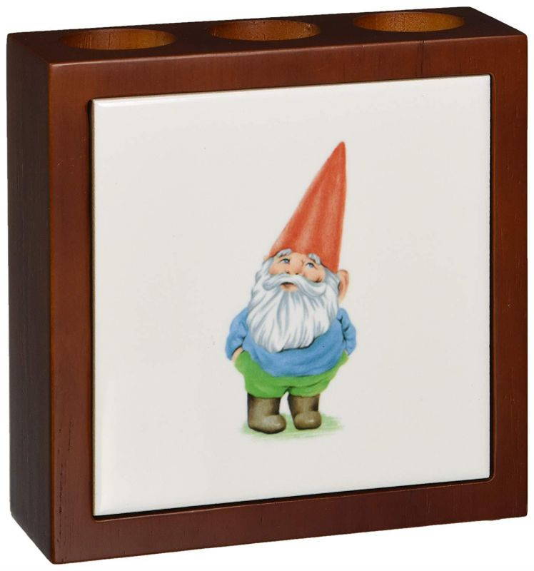 3dRose ph_123988_1 Gnome Garden Gnome Cartoon Elf Tile Pen Holder, 5-Inch