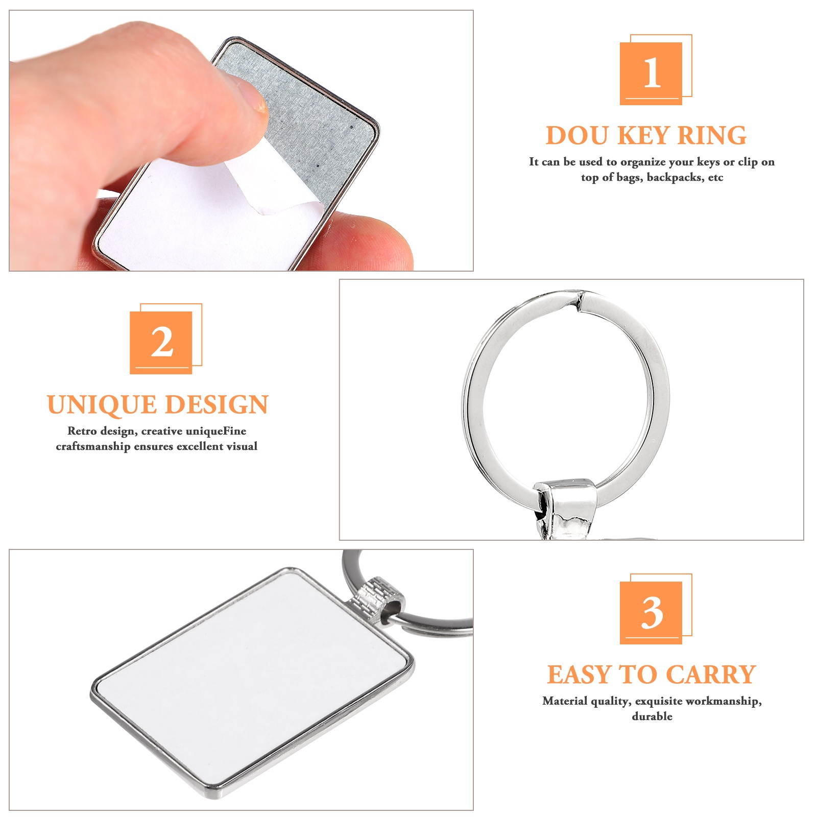 5pcs Sublimation Keychain DIY Key Ring Blank Key Chain Metal Key Ring Ornament