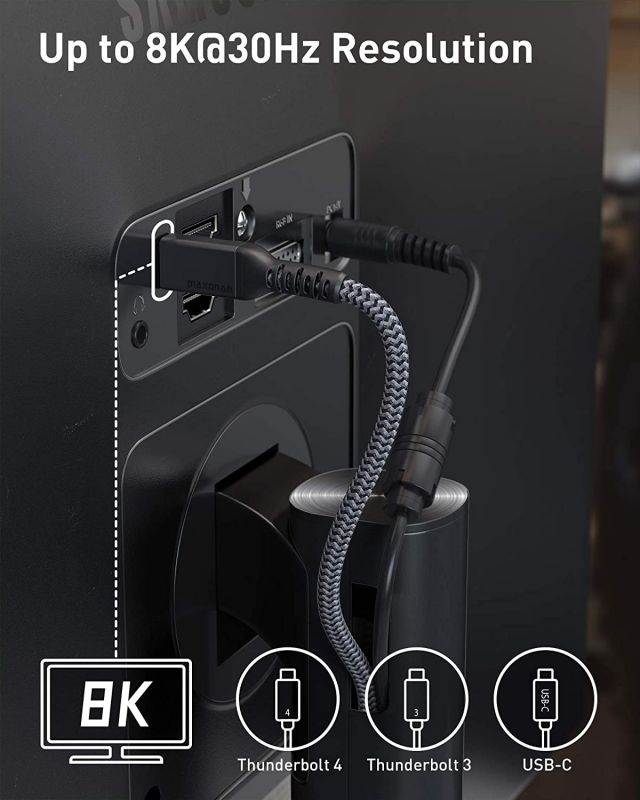 Thunderbolt 4 Cable 6.6Ft Maxonar Thunderbolt 4 Cable 40Gbps with 100W Charging and 8K@30Hz 5K@60Hz or Dual 4K Video Compatible with Thunderbolt 4 USB4 Thunderbolt 3 USB-C 2020 M1 Mac Books