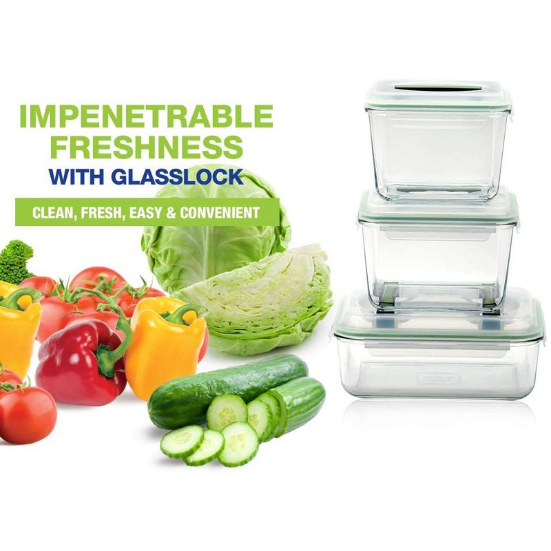Glasslock Reusable Food Storage Container Set with Locking Lids for Leftovers and Meal Prepping, Oven & Freezer Safe, 10 Piece Set