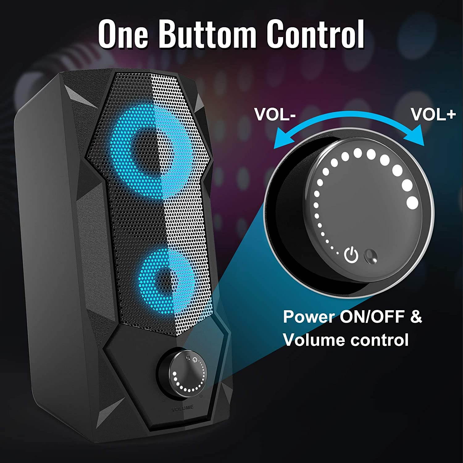 Computer Speakers 10W RGB Gaming PC Speaker with Enhanced Stereo Colorful LED Light, Dual-Channel Multimedia USB Powered Gaming Speakers for PC Desktop Laptop Tablet Smartphones.